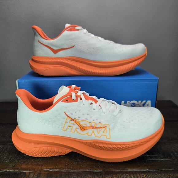 NEW Hoka One One Mach 6 Mens Size 10 D Running Shoes 1147790 FLV White Orange - Picture 1 of 12